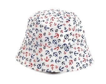 Anchors, Toddler Cotton Sun Hat with Anchors, Sailing Sun Hat, Child Fishing Hat, PlayHat, Children, Sun Hat, Bucket Hat, Boating Hat, BHD05