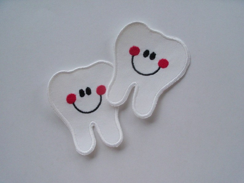 Small Tooth, Dentist Tooth, Tooth Fairy Pillow Applique, Happy Tooth Applique, DIY Iron On, Sew On Applique Patch, Halloween Costume Patch image 4