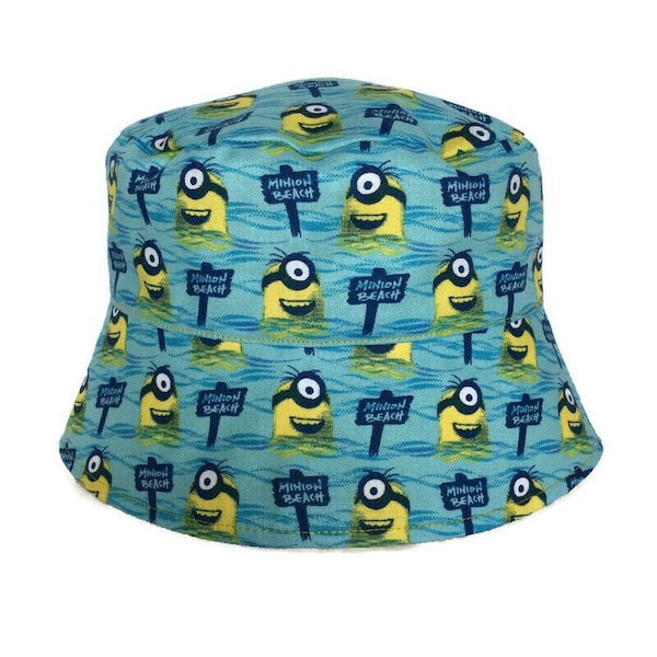 Minion Sun Hat / Beach Hat / Kids Bucket Hat / Childrens Sun Hat / Fishing Hat / Baby Sun Hat / Toddler Hat / Reversible Sun Hat, BHD03