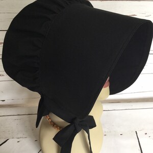 Ladies Black Pioneer Bonnet, Wide Brim for Optimum Face Cover, Prairie House Bonnet, Pioneer Days Costume Bonnet image 3