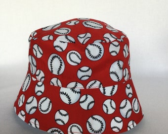 BaseBall Red / Sun Hat / Bucket Hat / Toddler Sun Hat / Baby Sun Hat / BaseBall Sun Hat / Boy or Girl / Baby or Toddler / BHD15