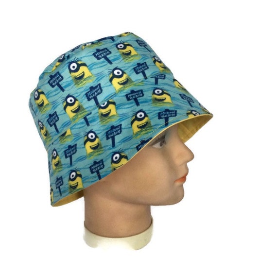 Minion Sun Hat / Beach Hat / Kids Bucket Hat / Childrens Sun Hat / Fishing Hat / Baby Sun Hat / Toddler Hat / Reversible Sun Hat, BHD03