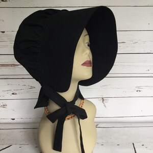 Ladies Black Pioneer Bonnet, Wide Brim for Optimum Face Cover, Prairie House Bonnet, Pioneer Days Costume Bonnet image 5