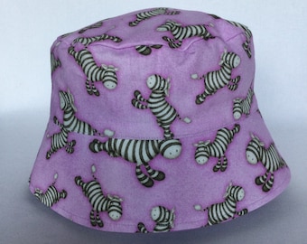 Zebra / Sun Hat / Bucket Hat / Toddler Sun Hat / Baby Sun Hat / Purple Sun Hat / Zebra Sun Hat / Zebra Bucket Hat / Zebras on Purple / BHD33