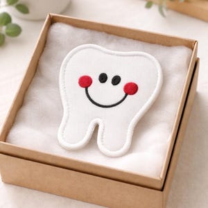 Large Tooth Applique, 5 1/2" x 5"  Tooth, DIY Iron On Patch, Sew On Applique Patch for Tooth Fairy Costume, Tooth Fairy Pillow Applique