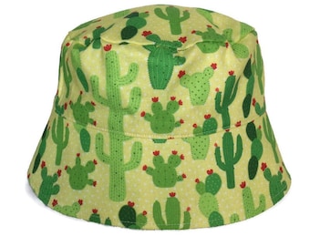 Cactus Sun Hat / Cactus Bucket Hat / Toddler Sun Hat / Baby Sun Hat / Sun Hat with Cactus Theme / Yellow Sun Hat / Cacti Beach Hat / BHD08