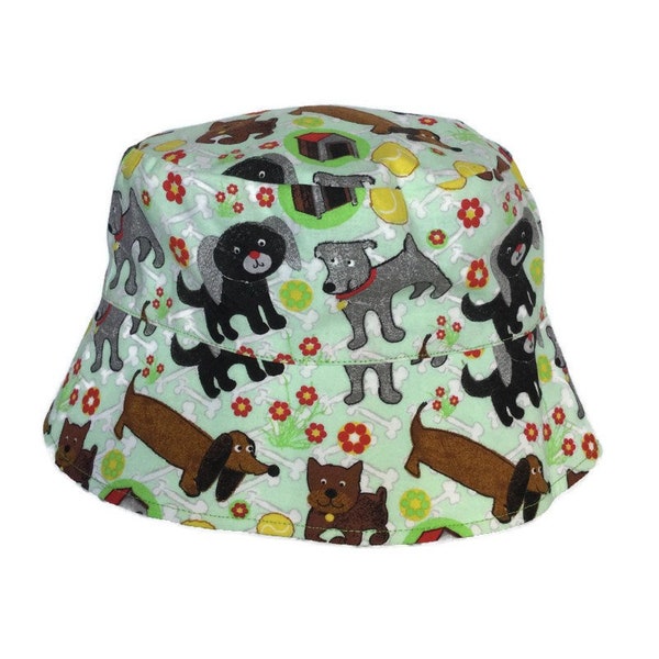 Dogs on Green / Puppy Dog Sun Hat / Bucket Hat / Toddler Sun Hat / Baby Sun Hat / Dog Hat / Puppy Dog / Green Sun Hat / BHL11