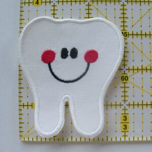 Tooth Fairy, Medium Tooth, Happy Tooth, 4 1/4 x 3 3/4, DIY Iron On Applique Patch, Sew On Applique Patch, Tooth Fairy Pillow Applique image 3