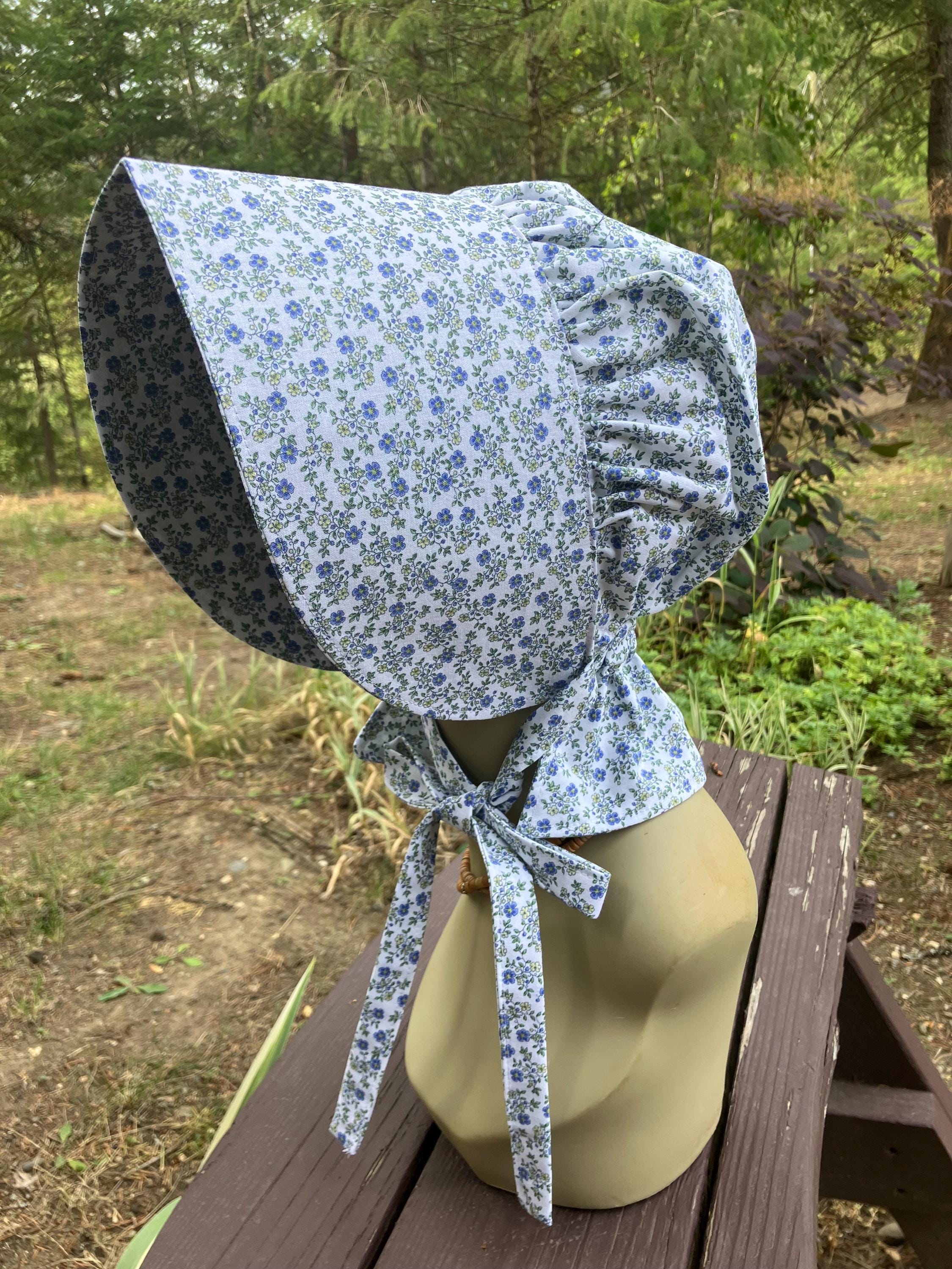 Adult Pioneer Bonnet, Calico Bonnet, Gardening Costume Bonnet, Sun Hat, Easter Bonnet, Prairie House Bonnet, 4PennyGirl Bonnets, Blue Bonnet