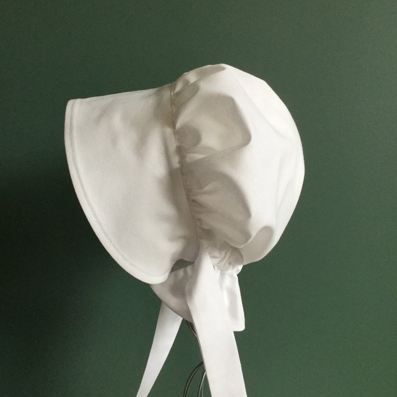 White Bonnet, Pioneer Bonnet, Baby Bonnet, Gardening Bonnet, SunHat, Easter Bonnet, Christening Bonnet, Adult Bonnet, White Victorian Bonnet image 3