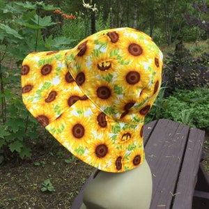 Sunflower Ladies Sun Hat, Floppy Hat, Gardening Hat, Vacation Hat, Light Weight Reversible, Wide Brim Ladies Hat, Sunny Sunflower Hat, LHD07