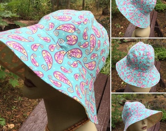 Ladies Sun Hat - Floppy Hat - Gardening Hat - Easy to Pack Along - Take Me Anywhere - Sun Cover, Paisley, Vacation Hat, Comfortable, LHD37