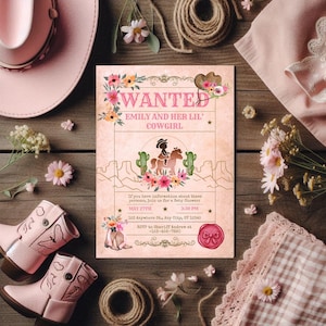 Cowgirl Baby Shower Invitation: Boho Rodeo, Editable Template (PDF)