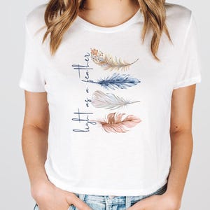 Boho Feather Shirt, Watercolor Feather T-Shirt, Nature Motif T-Shirt, Spiritual Shirt, Light as a Feather Shirt