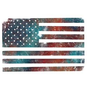 Distressed American Flag Teal Blue Green Red PNG JEPG Sublimation Digital Design Download