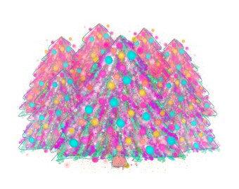 Árbol de Navidad rosa glamoroso Descarga digital instantánea JPEG PNG para sublimación DTF para calcomanías de vasos de camisetas Dibujado a mano festivo