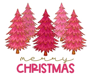 Alberi di Natale Rosa Glam Natale PNG JPEG DTF Sublimazione Download Digitale Design Sublimazione Maglietta Festività