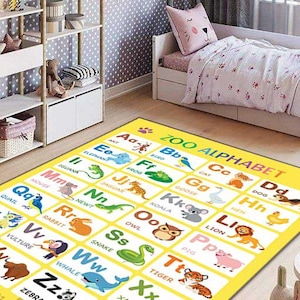 Alfombra infantil con letras para aprender el alfabeto/alfombra educativa antideslizante/alfombras infantiles coloridas/alfombra hecha a mano/alfombra infantil más vendida/regalo