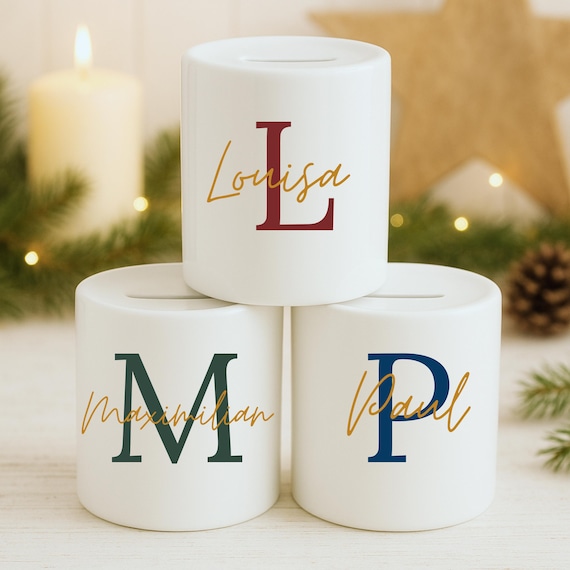 Geschenk mit Namen, Spardose personalisiert, Geschenk für Kinder, Geschenk zu Weihnachten Advent, Geschenk zum Nikolaus, Geburtstag