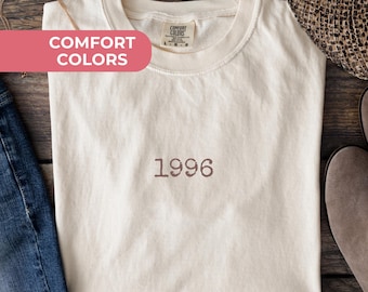Camiseta de cumpleaños número 30, camiseta de 1996, camisetas vintage de año de nacimiento, camisetas personalizadas con colores cómodos, camiseta personalizada con el año, nacido en 1996, capítulo treinta