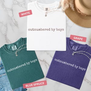 Comfort Colors® Funny Mama Shirt, Outnumbered by Sons Gift, Mother's Day Gift for Her, Mom Shirt, Gift for Mother of Boys