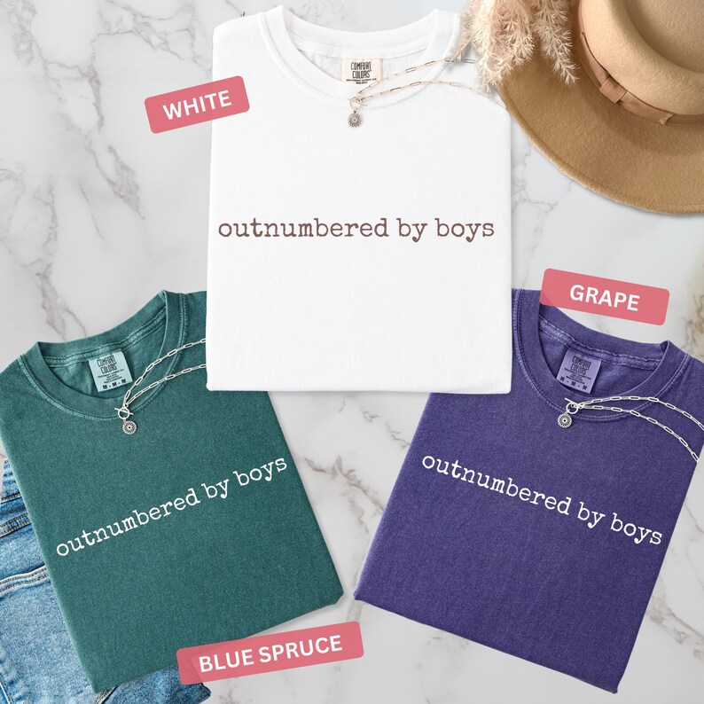 Comfort Colors® Funny Mama Shirt, Outnumbered by Sons Gift, Mother's Day Gift for Her, Mom Shirt, Gift for Mother of Boys