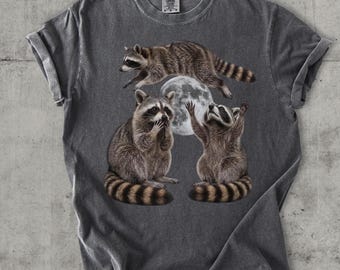 Camiseta vintage de mapaches, camiseta vintage de mapache con colores cómodos, para amantes de los mapaches, divertida camiseta de mapache, camiseta lavada extragrande, regalos divertidos