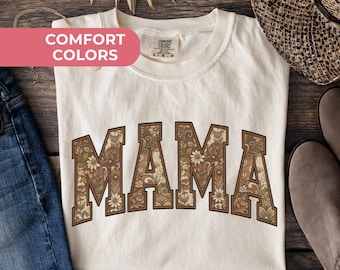 Camiseta de mamá con colores cómodos, camiseta floral de primavera para mamá, camiseta moderna para mamá, camiseta floral para mujer, regalo de primavera para mamá primeriza.