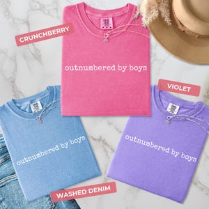 Comfort Colors® Funny Mama Shirt, Outnumbered by Sons Gift, Mother's Day Gift for Her, Mom Shirt, Gift for Mother of Boys