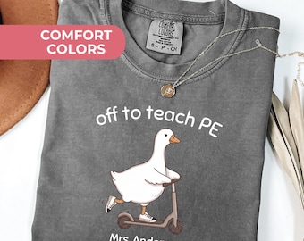 Custom PE Teacher Shirt for the Gym Squad, Off to teach PE Tshirt, Teacher Goose Gift, Retro School Coach Tee, Educator Gift