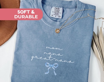 Camiseta "Mamá Nana" de Comfort Colors, camiseta para mamá, camiseta para nana, camisetas para anunciar el embarazo, regalo para la gran nana, regalo para el Día de la Madre, nana