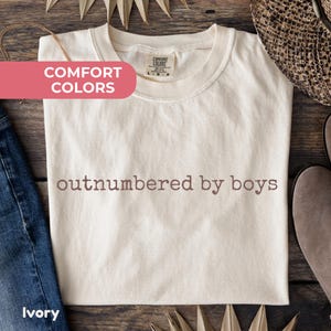 Comfort Colors® Funny Mama Shirt, Outnumbered by Sons Gift, Mother's Day Gift for Her, Mom Shirt, Gift for Mother of Boys