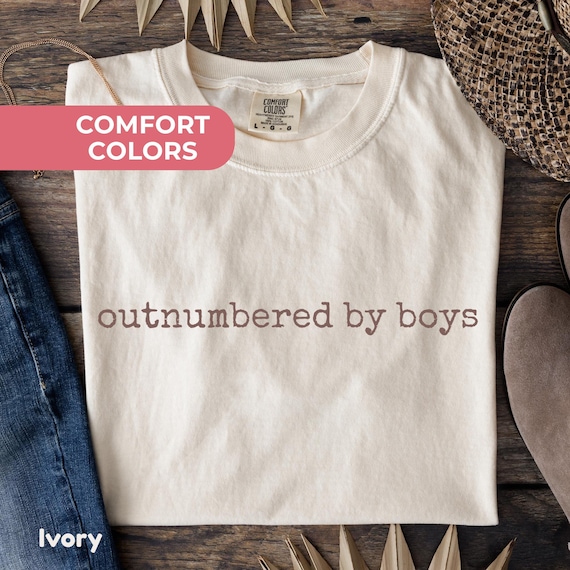 Comfort Colors® Funny Mama Shirt, Outnumbered by Sons Gift, Mother's Day Gift for Her, Mom Shirt, Gift for Mother of Boys