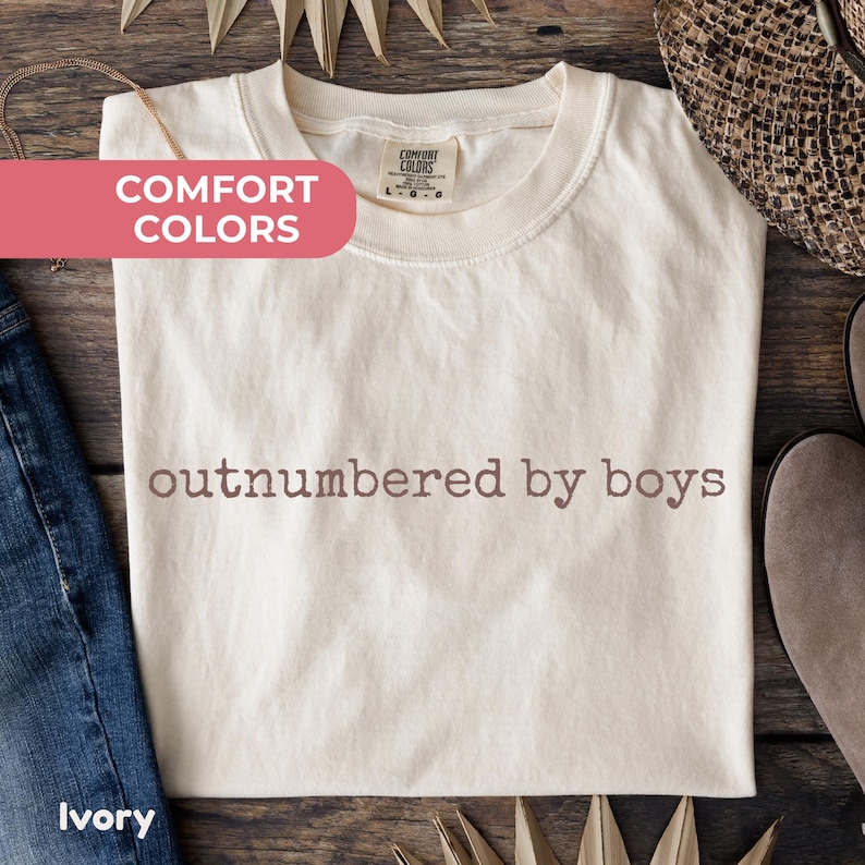 Comfort Colors® Funny Mama Shirt, Outnumbered by Sons Gift, Mother's Day Gift for Her, Mom Shirt, Gift for Mother of Boys