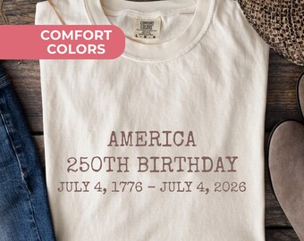 Camiseta Comfort Colors del 250 aniversario de Estados Unidos, camiseta patriótica floral del 4 de julio de 2026, camiseta del Día de la Independencia de EE. UU., camiseta vintage estadounidense.