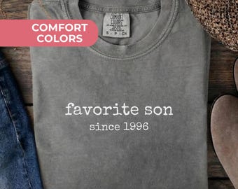 Camiseta personalizada para hijo favorito, colores cómodos, divertida y humorística, sarcástica, regalo de cumpleaños para yernos.