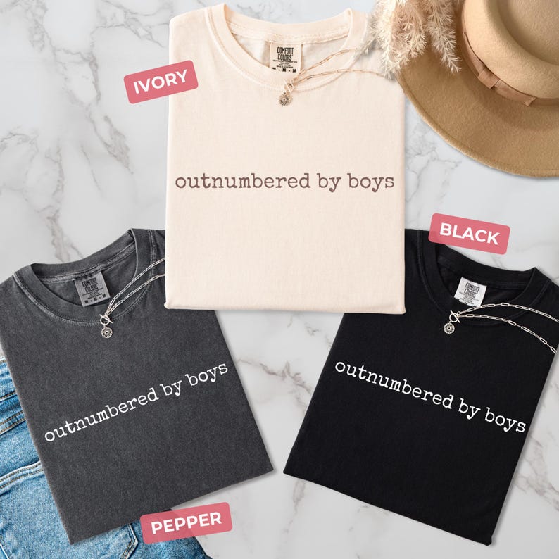 Comfort Colors® Funny Mama Shirt, Outnumbered by Sons Gift, Mother's Day Gift for Her, Mom Shirt, Gift for Mother of Boys