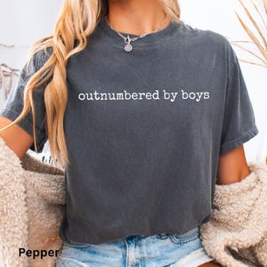 Comfort Colors® Funny Mama Shirt, Outnumbered by Sons Gift, Mother's Day Gift for Her, Mom Shirt, Gift for Mother of Boys