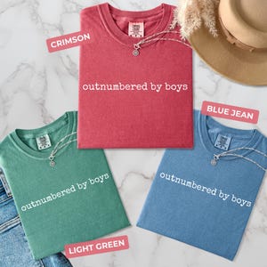 Comfort Colors® Funny Mama Shirt, Outnumbered by Sons Gift, Mother's Day Gift for Her, Mom Shirt, Gift for Mother of Boys
