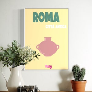 Italian digital poster Roma Città antica, digital print, Italy, wall decoration, art, painting, poster, vase, assouline