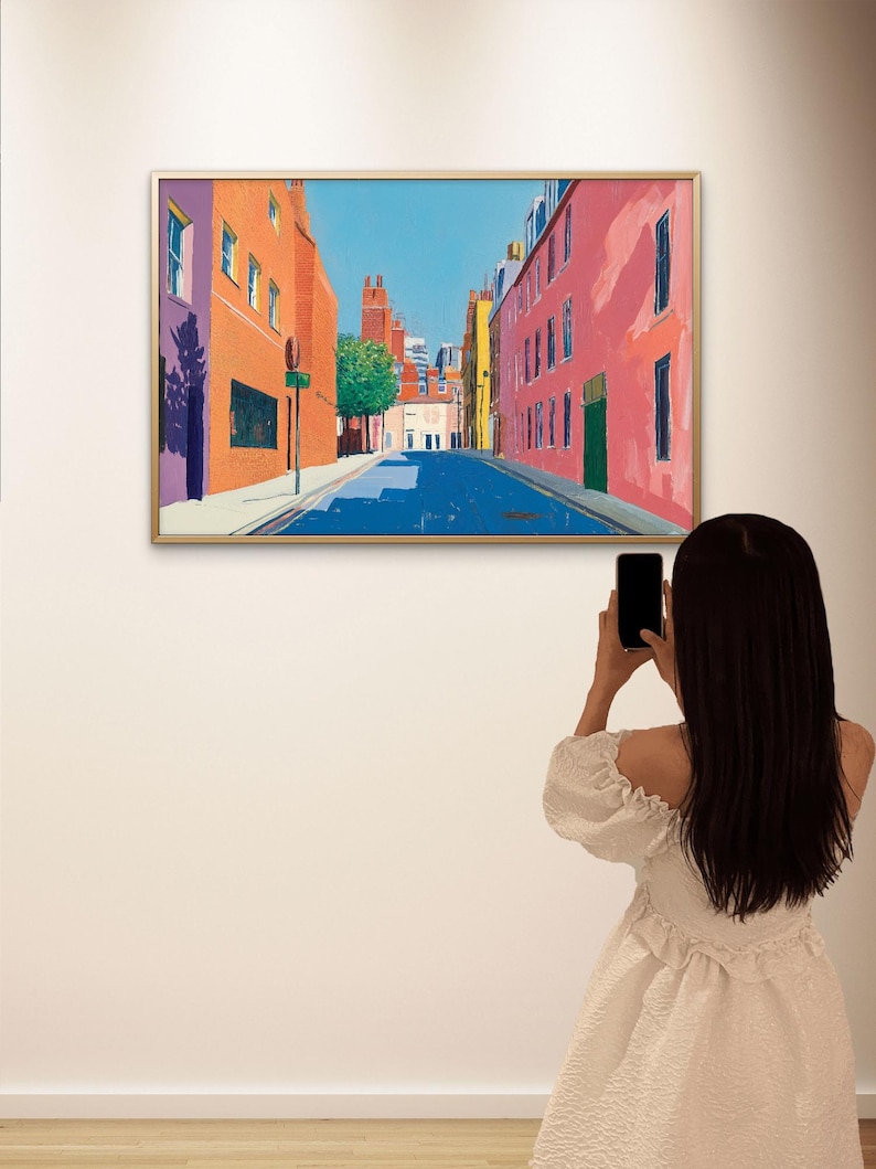 Bunte Straße - David Hockney inspiriert, digitales Poster, Sofort Download, verschiedene Größenverhältnisse Bild 1