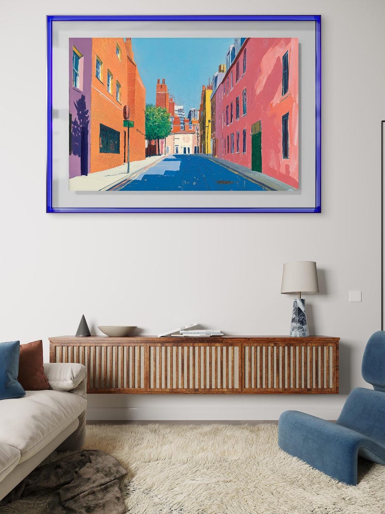 Bunte Straße - David Hockney inspiriert, digitales Poster, Sofort Download, verschiedene Größenverhältnisse Bild 2