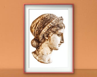 Altgriechische Skulptur Kopf - druckbare Wandposter, ISO A