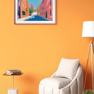 Bunte Straße - David Hockney inspiriert, digitales Poster, Sofort Download, verschiedene Größenverhältnisse Bild 3