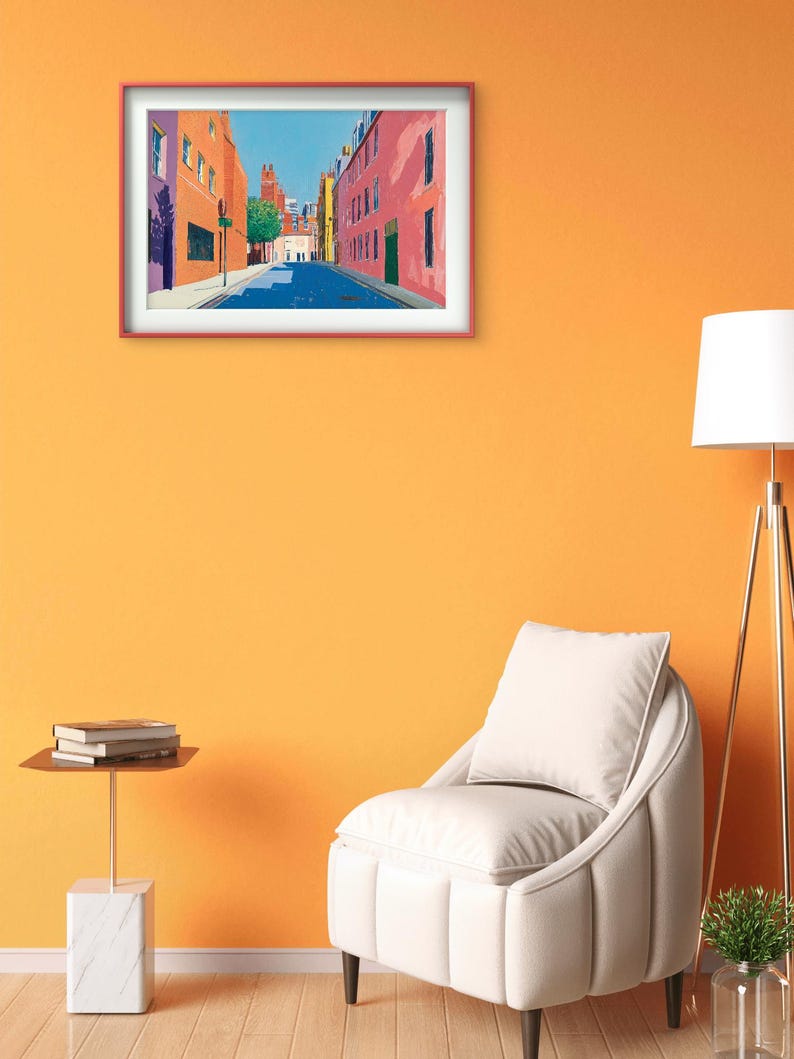 Bunte Straße - David Hockney inspiriert, digitales Poster, Sofort Download, verschiedene Größenverhältnisse Bild 3