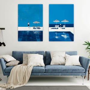 A Couple Near Pool - Digital Artwork, Set of 2 ISO A sizes