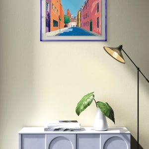 Bunte Straße - David Hockney inspiriert, digitales Poster, Sofort Download, verschiedene Größenverhältnisse Bild 5