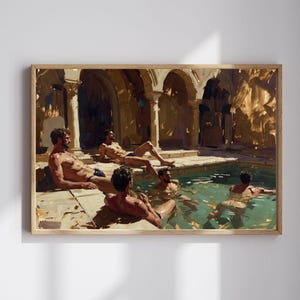Steamy Roman Bath Boys Druck, antike Gay Wandkunst, Instant Download