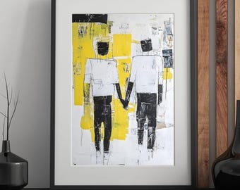 Abstract Gay Couple – Mid Century Modern Love Art