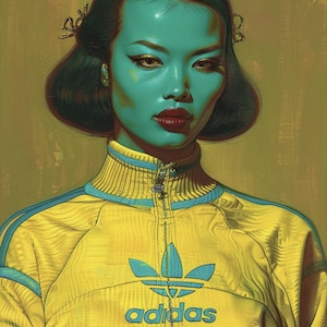 Digital File, Green Lady Urban Icon – Vladimir Tretchikoff Style with Streetwear